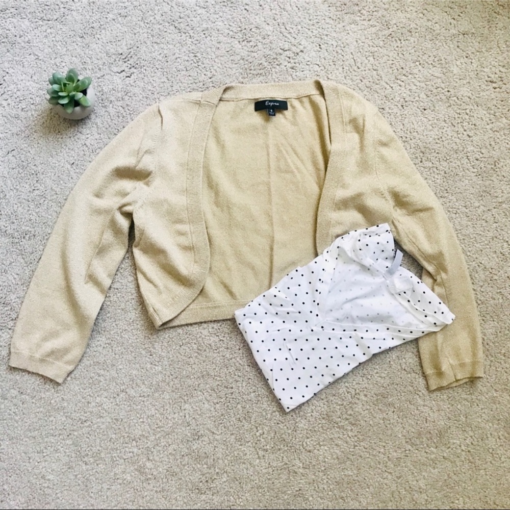 Express Cropped Tan Cardigan - Picture 2 of 4